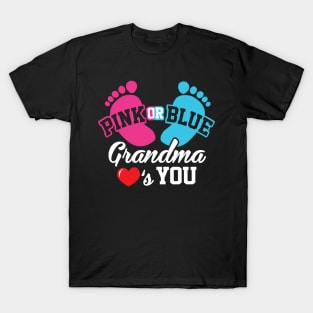 Baby Shower Pink or Blue Grandma Loves You Pregnancy T-Shirt